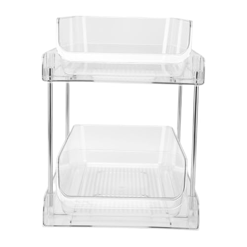 Estante transparente apilable multiusos para debajo del fregadero, ahorro de espacio, 2 niveles, con cajones deslizantes para baño o cocina miniatura 3