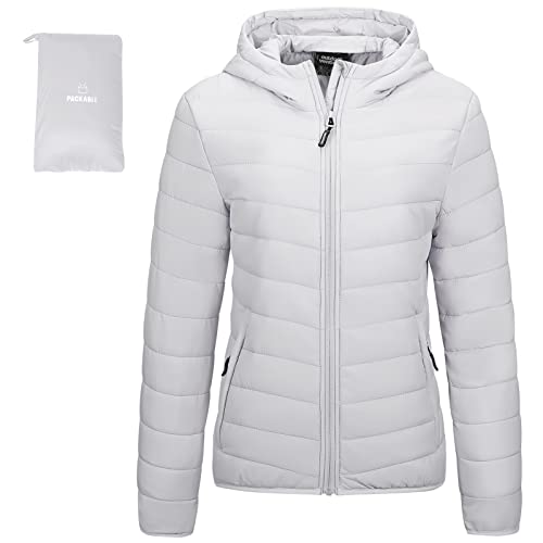 Image of Outdoor Ventures Women's Packable Lightweight Full-Zip Puffer Jacket with Hood Quilted Winter Coat