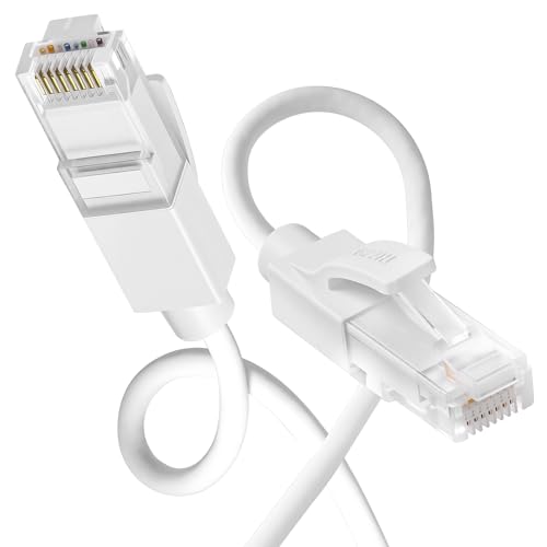 Thzzhnno Flexible Ethernet Kabel Silikon 10M, Cat.6a 10Gbps Internetkabel, RJ45 Dünne Lan Kabel für Gaming/PC/TV/Tablet/Labtop/Router (Weiß)