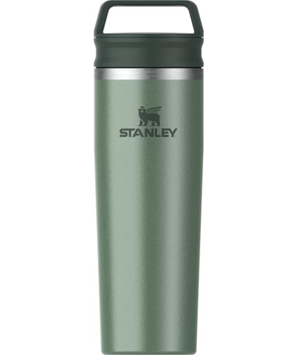 Image of STANLEY Cafe To Go Travel Mug 20 oz | Leakproof Two-Part Drink Through Lid | Tumbler Cup for Coffee, Tea and Drinks | Insulated Stainless Steel Coffee Mug | BPA-Free | Hammertone Green