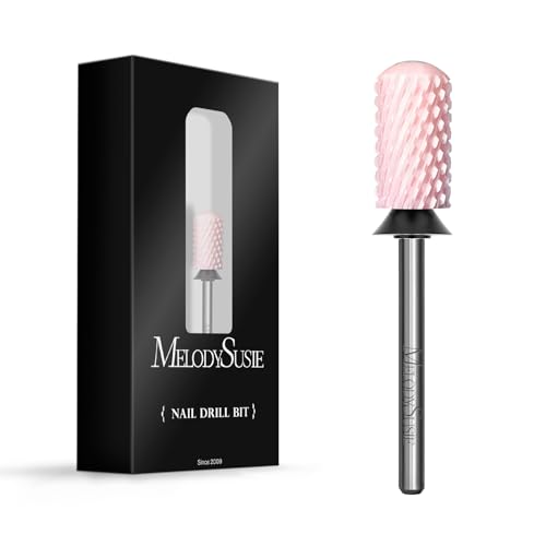 Image of MelodySusie Ceramic Nail Drill Bit, 3 /32'' Smooth Round Top Large Barrel Bits, Suitable for Manicure Pedicure Cuticle Gel Polishing, Beginners Bits, Pink, Series Bit-S, Extra Coarse