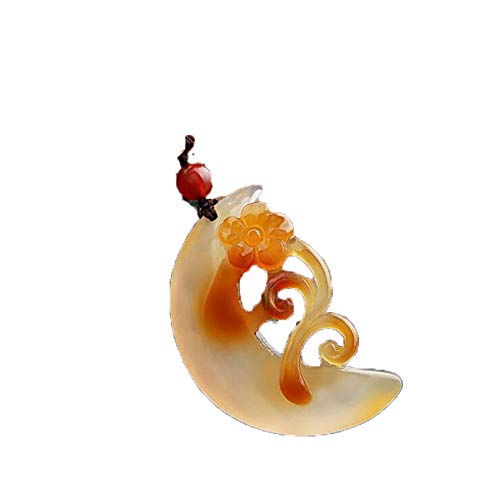 Collier de fleurs de lune sculptées en jade pendentif femmes