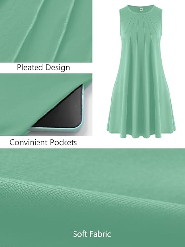 Image of KORSIS Tank Dress for Women Elegant T-Shirt Summer Soft Dresses Sleeveless Swing A Line Vacation Beach Sundress with Pockets