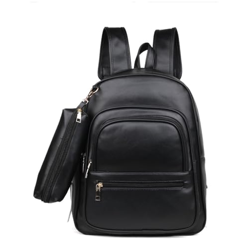 Bolsa De Mochila Feminina Com Estojo De Costas Em Couro Sintético Multineos(preto)