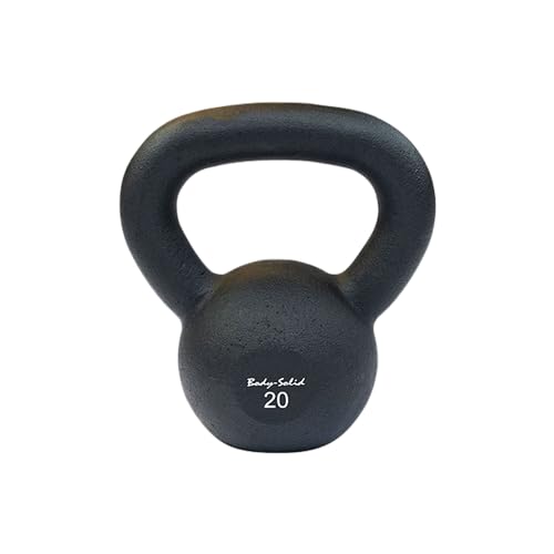 Body-Solid Matte Black Powder Coat Kettlebell Set (KBR20) with Kettle Grip Handle, Perfect Kettlebells for Weight Training and Core Workout Exercise Equipment, 20 lbs.