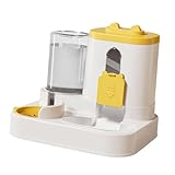 FJMQHU Automatic Pet Feeder and Waterer Food and Water Dispenser Anti Slip 2 in 1 Dog Feeder for Cats and Small Dogs, Indoor, Yellow