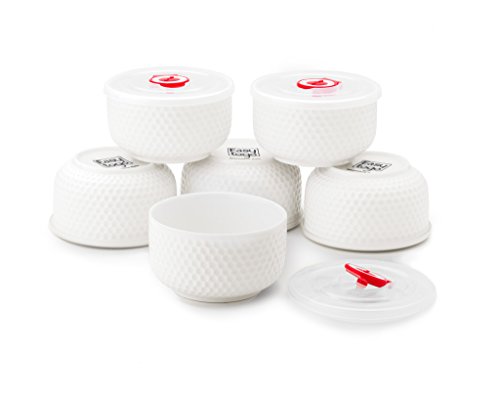 Ceramic Bowls (Set of 6 x 12oz Bowls) – Fun Design Assorted Sizes of China Bowl – Dishwasher & Microwave Safe Ceramic Bowl Set – Easy to Clean Kitchen Bowls Set - Mix Match Dishes Ceramic Houseware