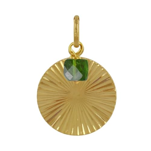 Pendentif plaqué or pastille striée Les Poulettes Bijoux avec diopside