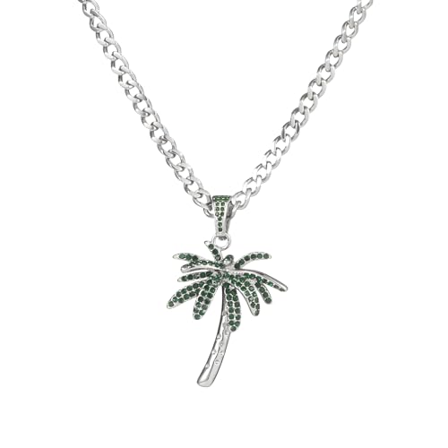 Colliers de palmiers pour femmes en argent, le collier tropical anti-ternissement pour la plage