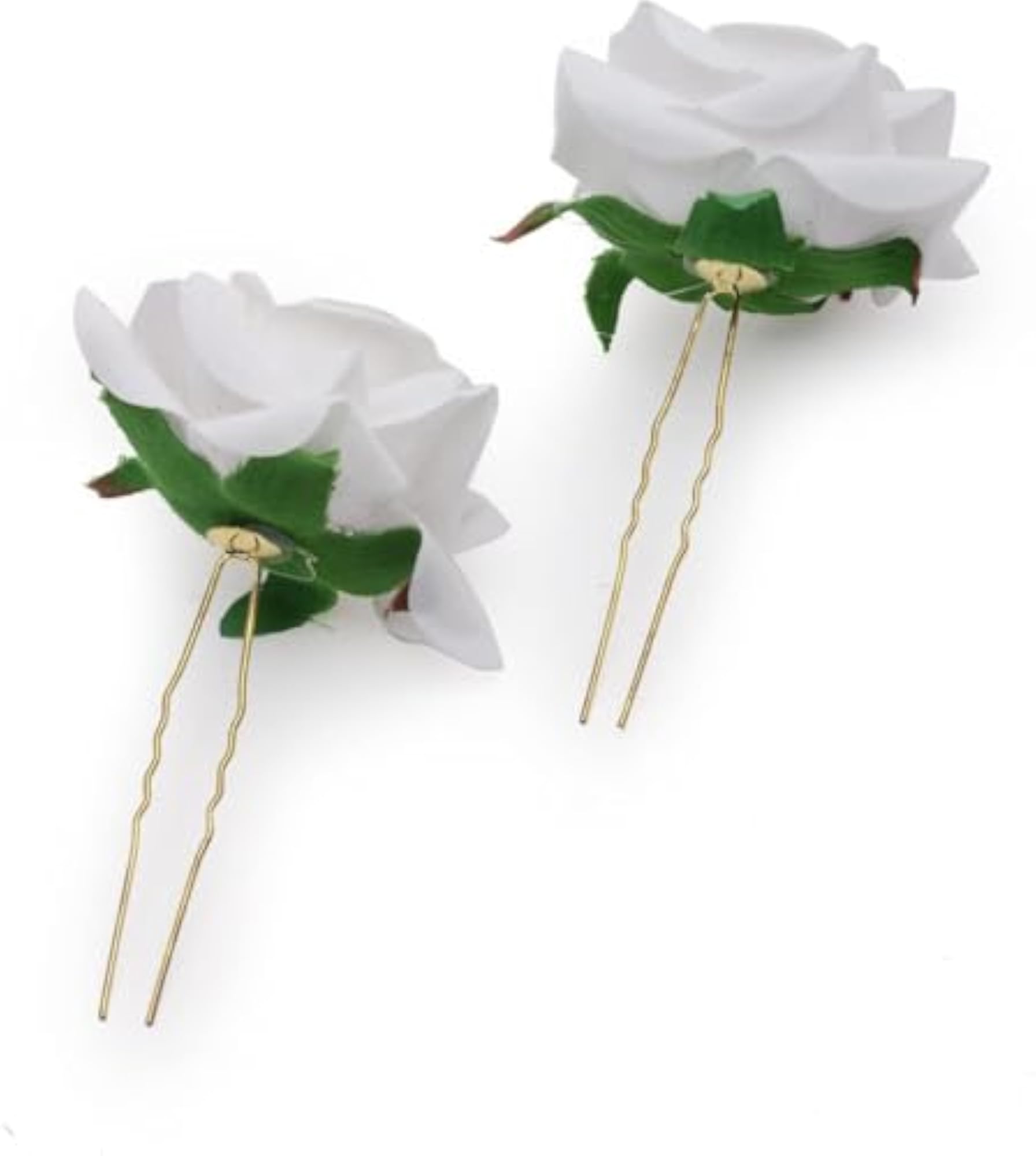 3pc White Rose Pin & Hair Bun Set for Women