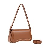 Bolsa Bag Transversal Baguete Feminina Alça Mão Tiracolo Couro Pu Moderna QUBCCUM (Marrom)