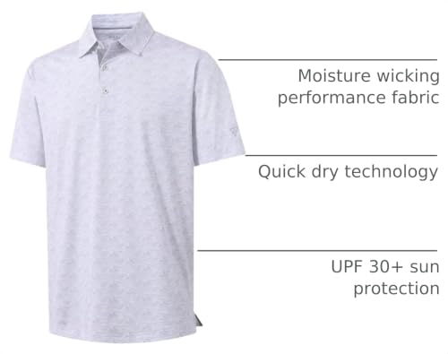 Image of M MAELREG Mens Golf Shirt Short Sleeve Dry Fit Print Moisture Wicking Performance Patterns Collared Polo Shirt