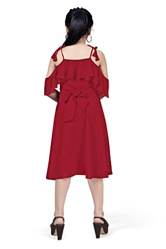 Image of Fashion Dream Girl's Calf Length Tulip Hem Dresses (Red 11-12 Year)