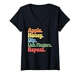 Photo Gallery donna apple honey dip repeat rosh hashanah yom kippur hanukkah maglietta con collo a v Photo Gallery donna apple honey dip repeat rosh hashanah yom kippur hanukkah maglietta con collo a v
