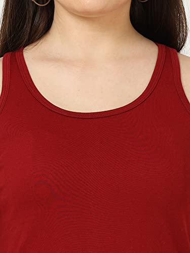 Image of FLEXIMAA Women's Cotton Plain Round Neck Sleeveless T-Shirt