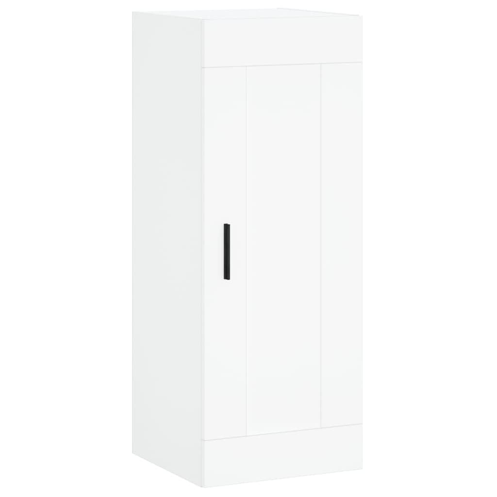 Armadietto a Muro Bianco in Legno Multistrato 34,5x34x90 cm con Anta e 3 Scomparti, Mobile da Parete Elegante e Robusto per Soggiorno Camera da Letto, Design Compatto