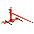 VEVOR 49" Hay Spear, Bale Spears 1600lbs Loading Capacity, Three-Point Hitch Tractor Attachment with 2pcs 17.5" Stabilizer Spears, Quick Attach Spike Forks