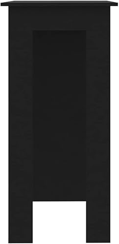 Miniatura 5 de Mesa de bar altura de madera de ingeniería negra diseño estrecho moderno con estantes de almacenamiento para cocina, comedor, sala de estar, muebles