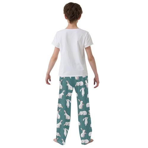 ZZXXB Lovely Bunny Print Boys Long Pants Soft Trousers Elastic Waist Kids Lounge Bottoms with Pockets S-XL3