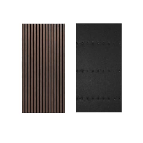 Image of Decoranddecor Acoustic Slat Wood Wall Panels and Ceiling Panelling Decorative 3D MDF 120 cm x 60 cm - Smoked Oak