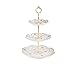 Ceramiczny stojak na ciasto 3-warstwowy modny retro wytłaczany wzór stojak ekspozycyjny na ciasto wysokiej jakości wykwintny ceramiczny tort deser owoce bufet stojak jest bardzo odpowiedni na wesele przyjęcie urodzinowe na ślub B