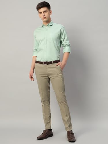 Image of Vogaan Formal Pant with Expandable Waist for Men | Men's Cotton Regular Fit Flat Front Pant for Party and Casual Wear