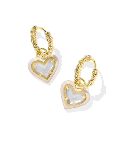 Kendra Scott Ari Heart Enamel Frame Huggie Earrings - Agate Stone - Gold-plated Brass Construction Gold Ivory Mother Of Pearl One Size One Size