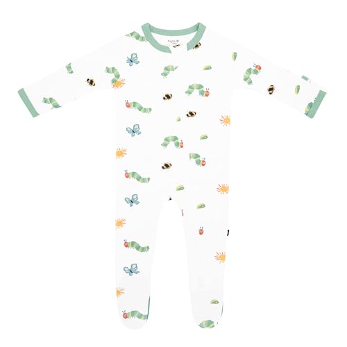 KYTE BABY Infant and Toddler Dual Zipper Footie, Ultra-Soft Rayon Made From Bamboo Sleeper, Boys and Girls Pajamas (0-3 Months, The Very Hungry Caterpillar™ and Friends)