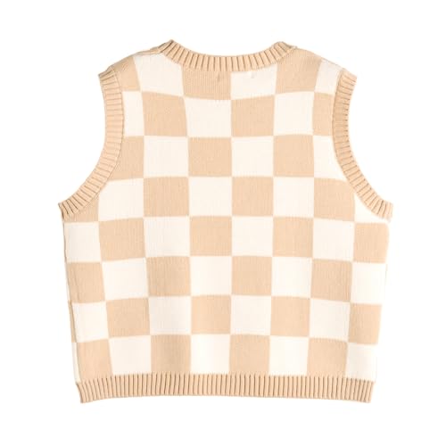 Image of Women's Sweater Vest,Y2K Sleeveless Pattern Preppy Style Knitted Crop Tank Top for Girl