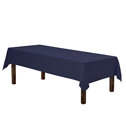 Image of Gee Di Moda Rectangle Tablecloth - 60 x 84 Inch Navy Blue Table Cloth for 5 Foot Rectangle Tables - Heavy Duty Washable Fabric - for Holiday Party, Dinner, Weddings, Baby Shower & Events