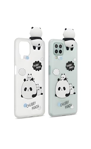 Image of CaseBuddy Chubby Panda Phone Case for Samsung A22, Frosted Translucent Case with 3D Panda Design, Matte White