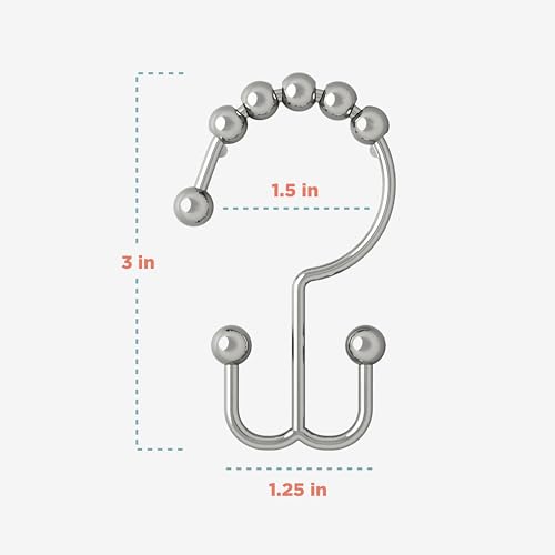 Zenna Home Shower Curtain Hooks, Chrome, Set of 12 – Premium Shower Curtain and Liner Rings with Double Roller Glide and Double-Sided Design – Rust Resistant - Image 5