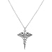 925 Sterling Silver Small Caduceus Symbol of Medicine Necklace For Doctors & Nurses (18 Inches)