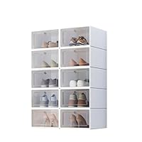 ZHTLTHZ 10 Schuh Schuhboxenstapelbar Transparent, Shoes Organizer, Schrank Schuhe Organizer, Shoe Storage, Schuhe Aufbewahrung, Shoe Box, Schuhaufbewahrungsbox, Schuhkasten, Up To Size 45, White