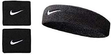 MSOB Sports Sweatband Set 1x Headband 2X Wristbands for Sports-Black (only Black)