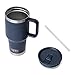 YETI Rambler 30 oz Travel Mug with Flip Straw Lid – Stainless Steel, Vacuum Insulated, Leakproof, Cup Holder Friendly, Navy