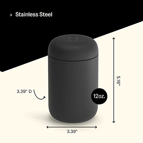 Fellow 12 Oz Carter Wide Travel Mug - Wide Mouth Vacuum-Insulated Stainless Steel Coffee Mug - Tea And Coffee Tumbler - Travel Coffee Mug With Ceramic Interior - Matte Black #TOP4