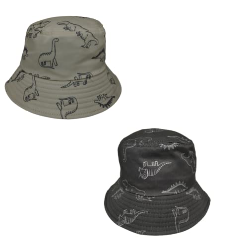 Bucket Chapéu Infantil Praia Estampa Dinossauro C/Cordinha (Preto)