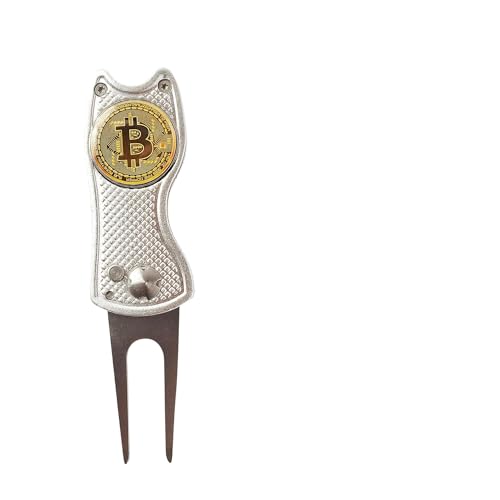 HODL 21 Bitcoin Divot Tool Silver, Bitcion Ball Markers - 5 Pack, Bitcoin Coin Combo Pack