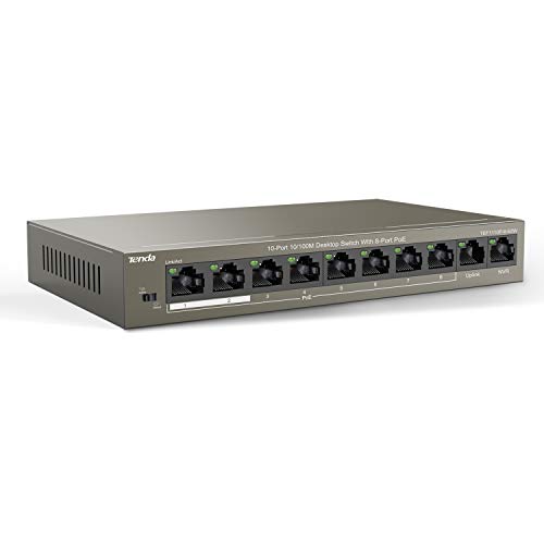 Tenda TEF1110P-8-63W PoE Switch con 10 Puertos Ethernet 100M, 8 Puertos PoE hasta 30 W cada uno y 58 W totales, Protección contra Rayos 6 kV, Plug and Play miniatura 1