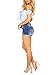 Govc Women Casual Summer Mid Waist Stretchy Denim Jean Shorts Junior Short Jeans(Dark Blue,L)