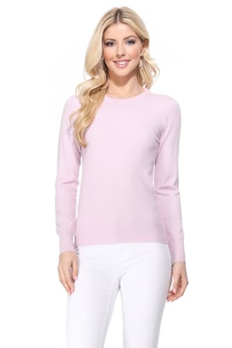 Image of YEMAK Women's Knit Sweater Pullover - Long Sleeve Crewneck Basic Classic Casual Knitted Soft Lightweight T-Shirt Top
