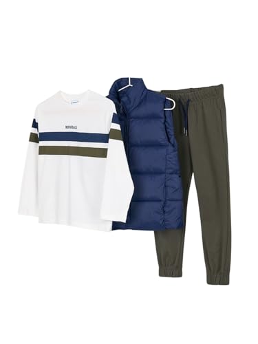 Mayoral Pant t-Shit Vest Set for Boys Blue-Olive