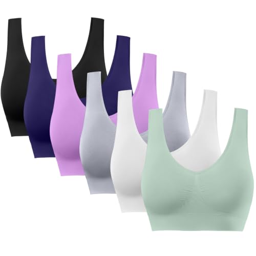 Image of BESTENA Sports Bras for Women, Seamless Comfortable Yoga Bra with Removable Pads | Wide Straps, Medium Support, Wireless, Sleep, Everyday Bra, Super Soft