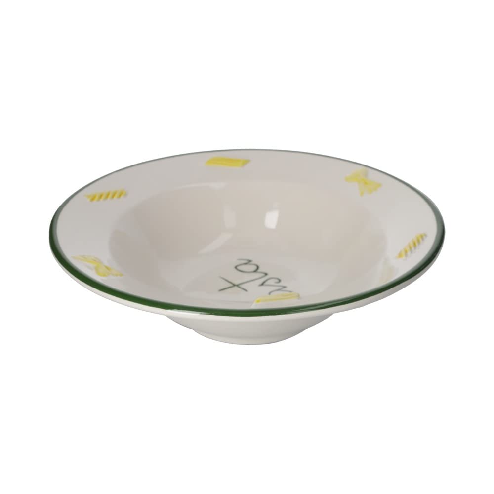KEYHOMESTORE - Assiette creuse de pâte en céramique, hauteur 9 cm, diamètre 33 cm, idéale comme assiette de table - Produit fabriqué en Italie.