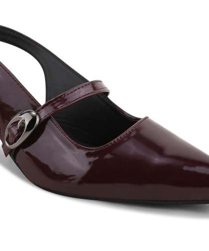 Image of JM LOOKS Women Pointed Toe Slingback Kitten Heels Fashion Buckle Strap Elegant Dress Pumps Shoes