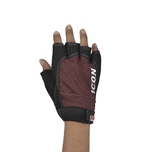 Image of USI UNIVERSAL Gym Gloves, 733IG Icon Fitness Gloves For Men & Women, Workout Powerlifting Gloves, Microfiber, Polyester, Elastane & Foam Construction Weight Lifting Gloves (Large, Maroon)