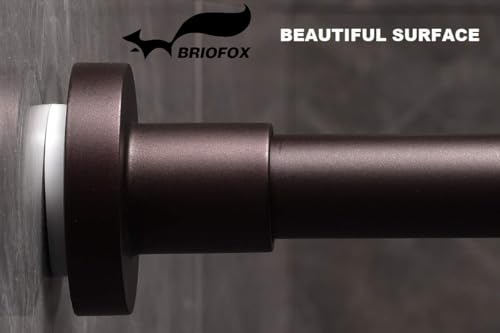 Image of BRIOFOX Shower Curtain Rod 43-73 Inches Matte Bronze, Rustproof and Non-Slip Spring Tension Rod for Window or Bathroom, Stainless Steel