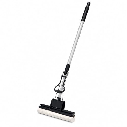 Image of PVA Sponge Squeeze Mop for Floor Cleaning | Built-In Squeegee Roller Mop | Super Absorbent Sponge Head | Adjustable Telescopic Handle | Hands-Free Wringing Mop for Kitchen, Bathroom, Tiles & Home
