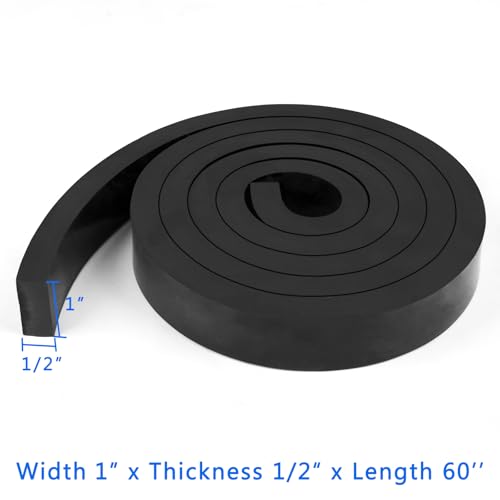 Image of WochiTV Solid Rubber Strips Rolls, 1 /2 inch Thick x 1 inch Wide x 60 inch Long Neoprene Rubber Sheets Perfect for DIY Gasket Material, Sealing, Liner, Shield, Padding, Mat